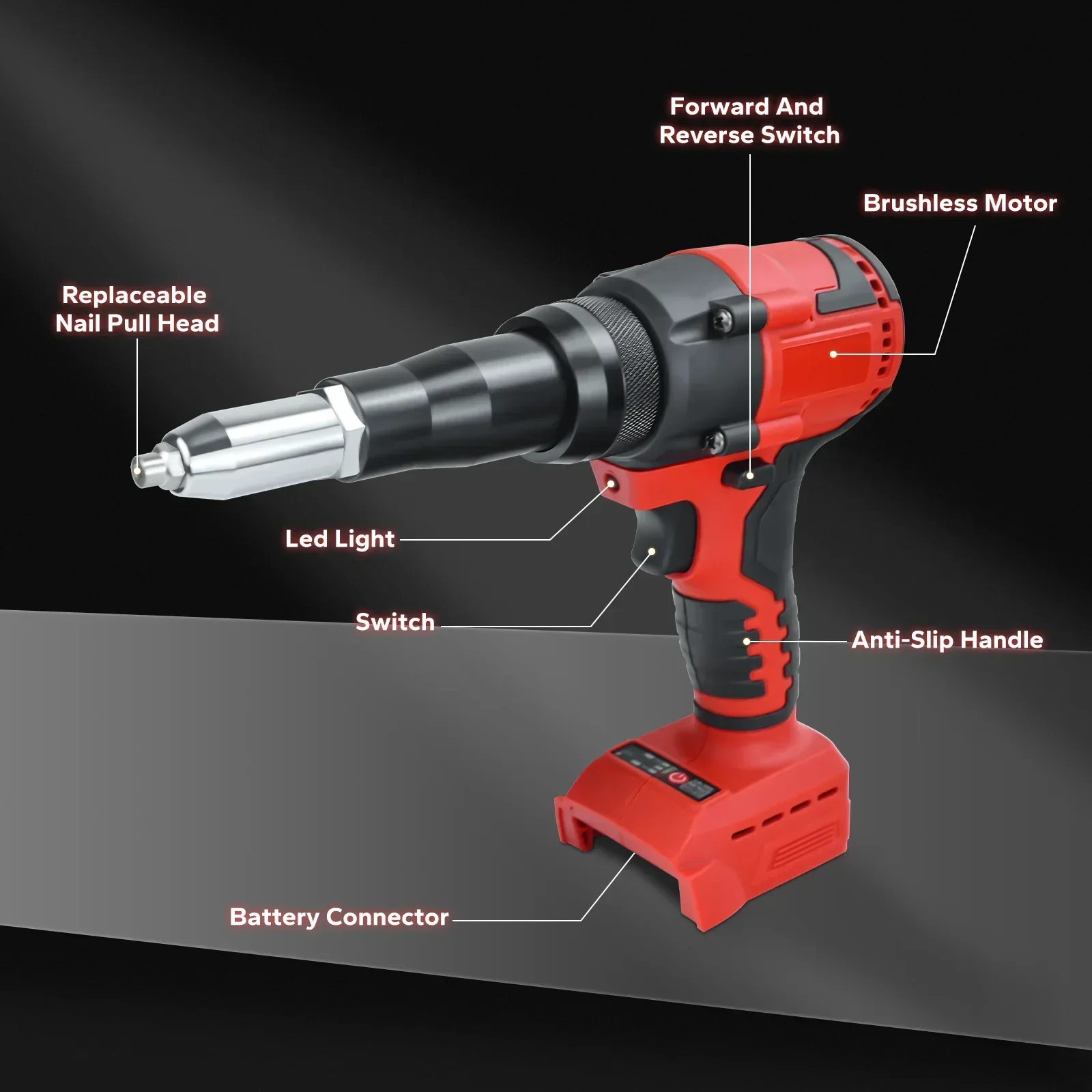 

Fit Milwaukee 4.8MM With LED Light For 18V Battery new Cordless Electric Riveter Gun Brushless Rivet Riveting Tool