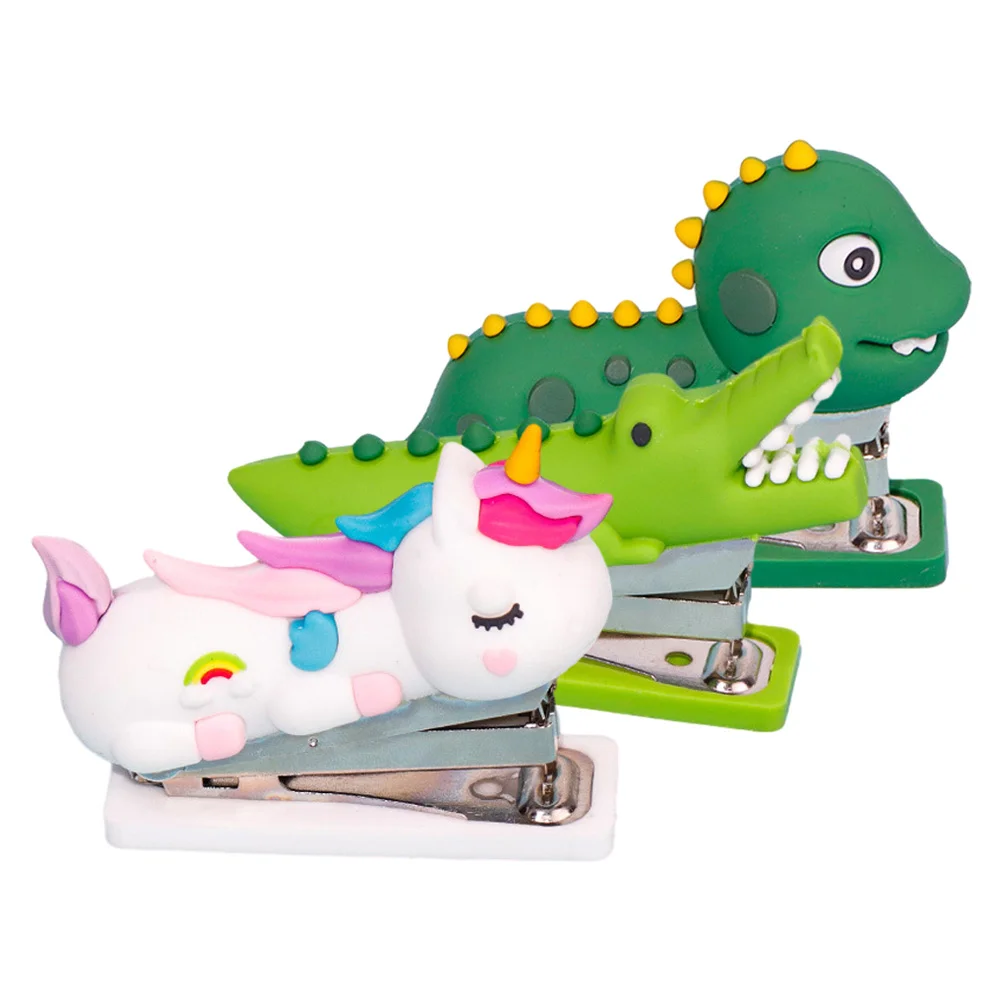 3 Pcs Stapler Stationery Desk Office for Household Handheld Silica Gel Cute Child Reusable