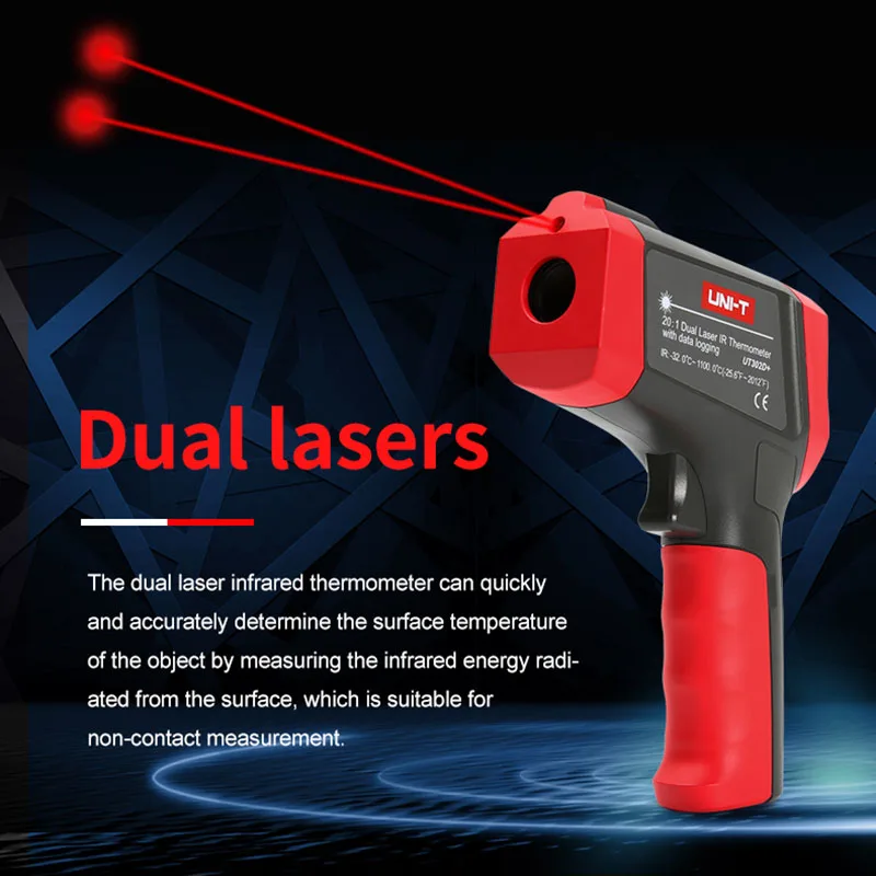 UNI-T Digital Infrared Thermometer UT303D+ Industrial Non-contact Thermometers Laser Temperature Meter Gun -32℃-600℃ Data Hold