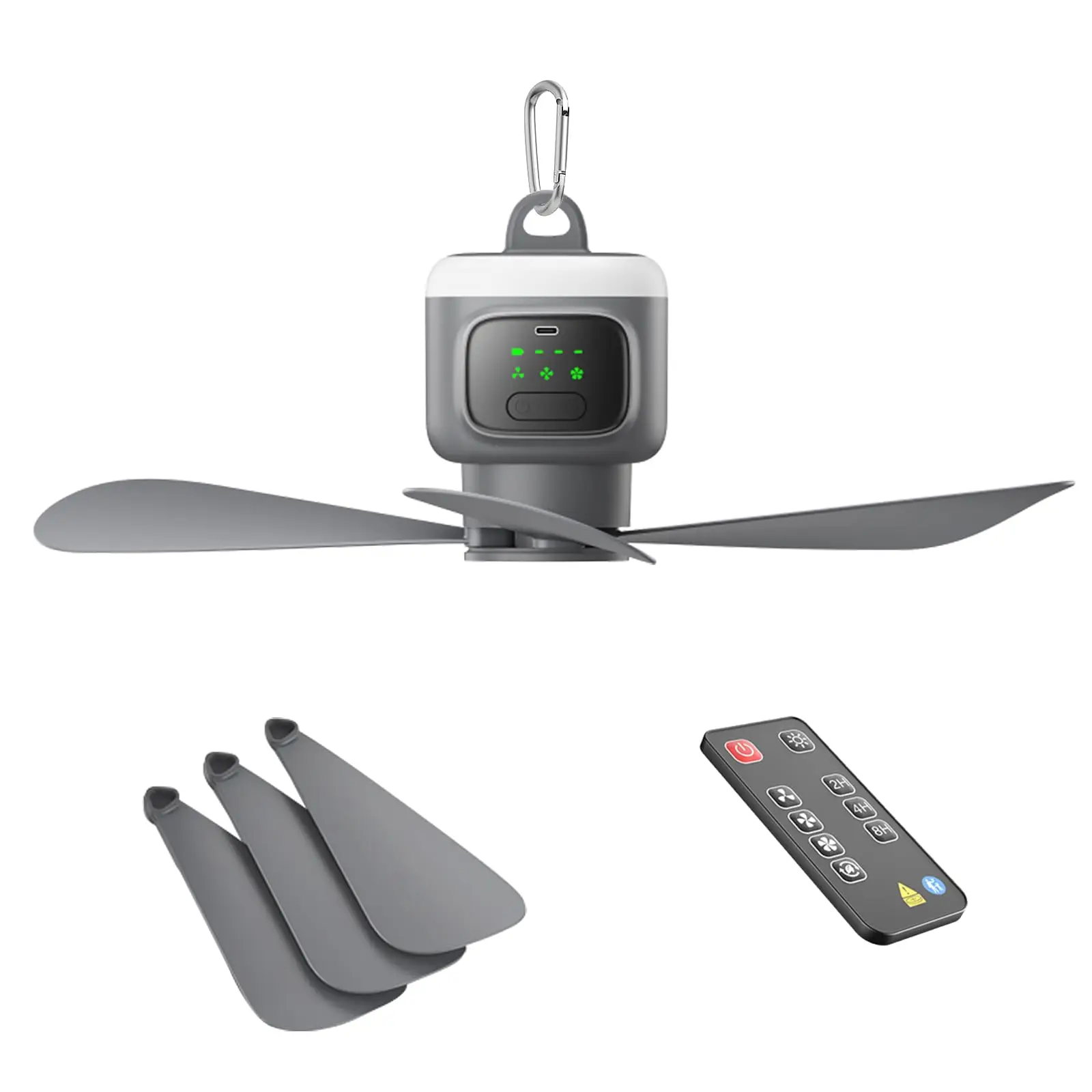 Ceiling Fan 12000mAh Wireless Portable Camping Ceiling Fan USB Rechargeable Tent Ceiling Fan with Lighting and Remote Control