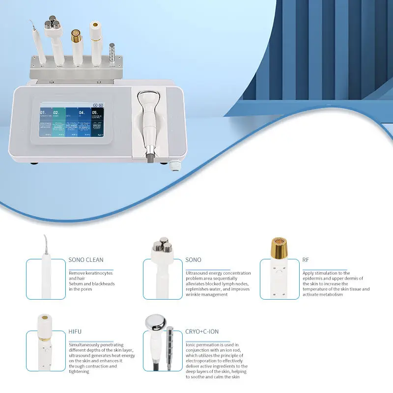 Sześć w jednym urządzeniu do głębokiego oczyszczania skóry, wielofunkcyjny masażer rolkowy do redukcji zmarszczek, wyszczuplania, poprawy blasku i redukcji zaczerwienia skóry.