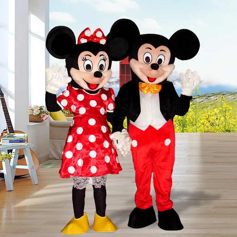 Disney Mickey Minnie Maus Maskottchen Kostüm Cartoon Charaktere Werbung Event Party Cosplay Kleid Anzug Tier Karneval Requisiten