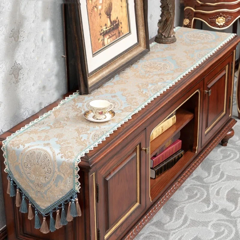 Chenille Living Room TV Cabinet Cover Towel American Bedroom Bed Runner With Tassels  Fashion Dining Table Decor Table Runner