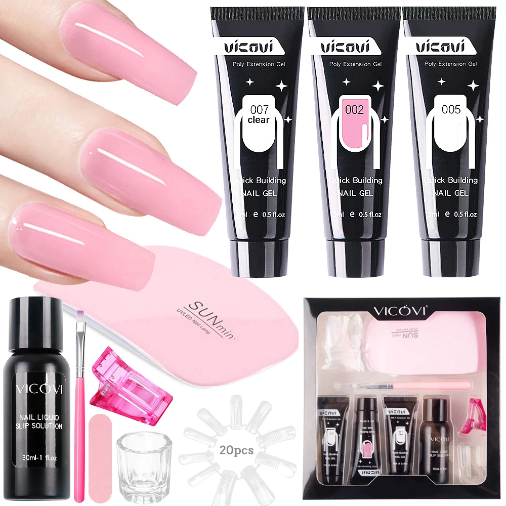 

1Set Poly Nail Gel Crystal Nail Extension Gel Quick Building UV Nail Extension Gel Nail Enhancement Gel Polish Kit Manicure Tool