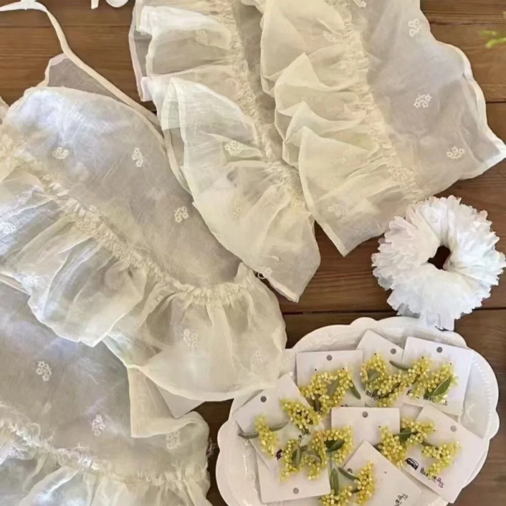 Y2K Jazz Dance Hip Scarf Hip-hop Shirt Extender Ruffled Edge Waistband Sweet Bow Lace Gauze Skirt Belt