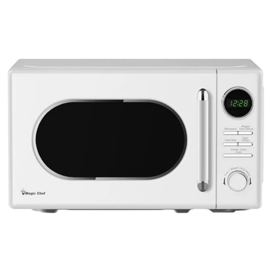 

0.7 cu. ft. Retro Countertop Microwave in White for Compact Kitchen Spaces Efficient Heating and Easy Operation Ideal for Small