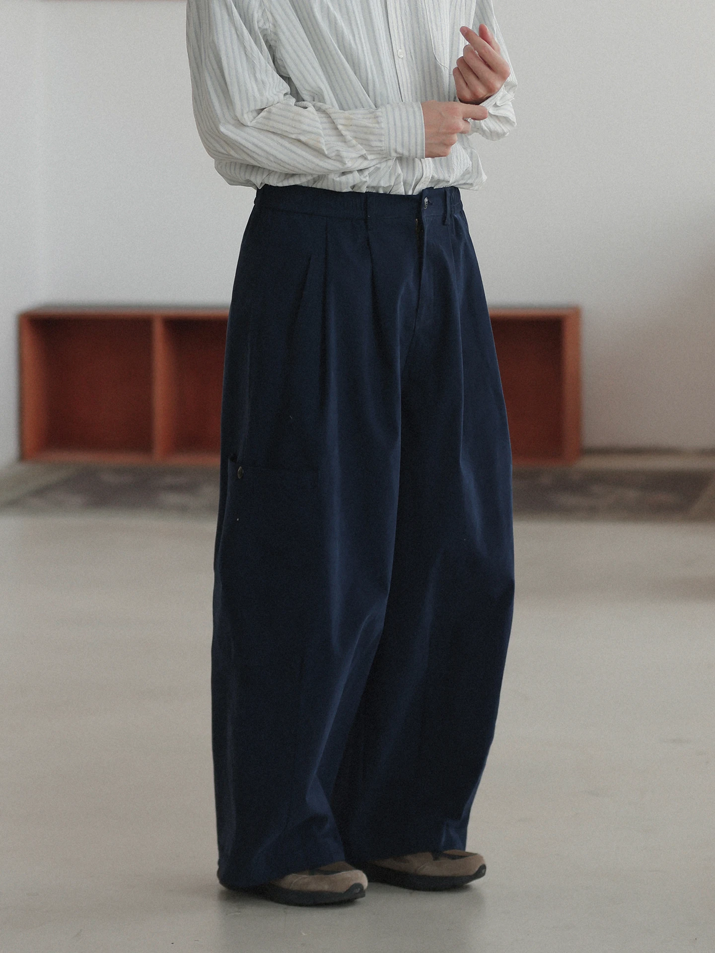 

Noears Spring Autumn Loose Cotton Straight Leg Casual Pants with Side kets Faded Blue Retro Sle Breathable Comfortable