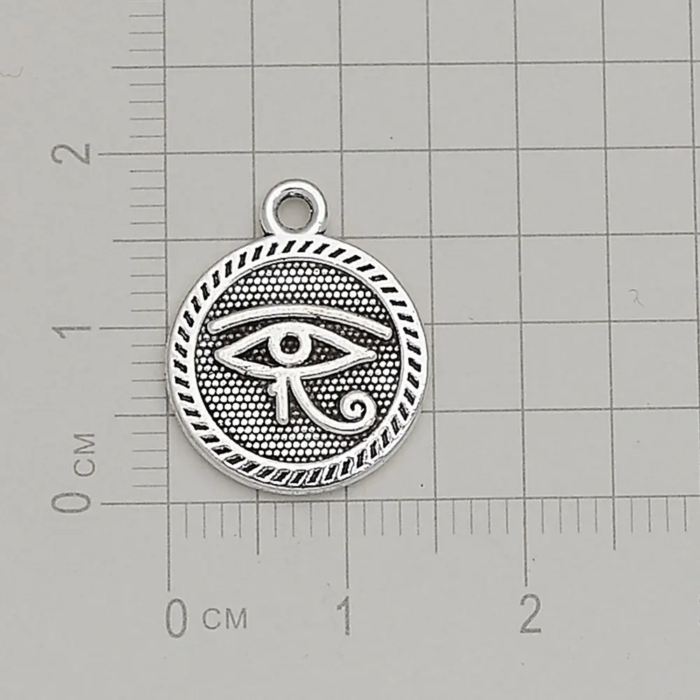 30pcs/lot--15mm Antique Silver Plated Eye of Horus Charms Egypt Africa Pendants DIY Supplies Jewelry Making Findings Accessories