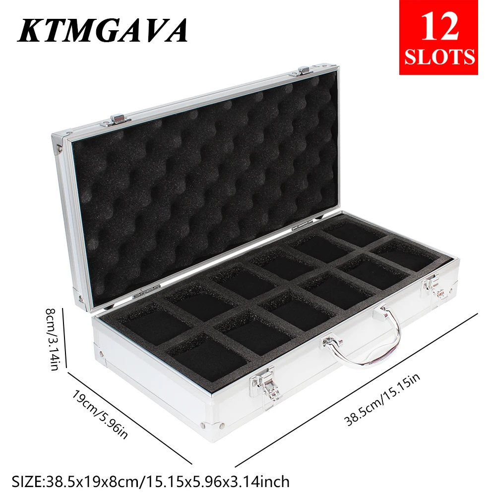 12 Slots Watch Storage Box Aluminum Alloy Useful Jewelry Wrist Watches Holder Display Box Watch Holder Box Organizer Toolbox