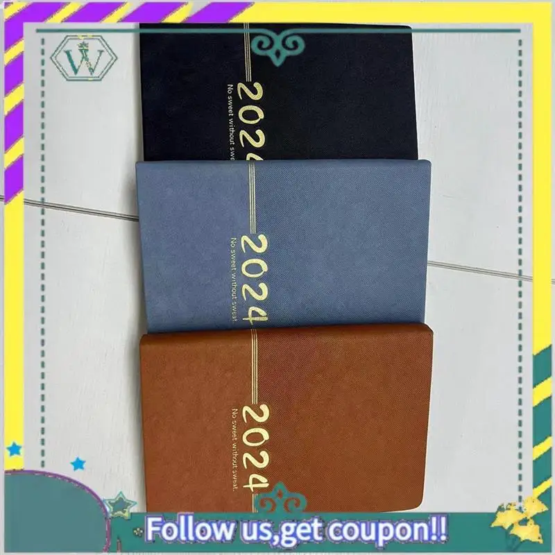 NEW 2024 Portable Planner 365 Days Cover Daily Weekly Schedule Notebook Compact Calendar Journal School Office Agenda Durable Bl