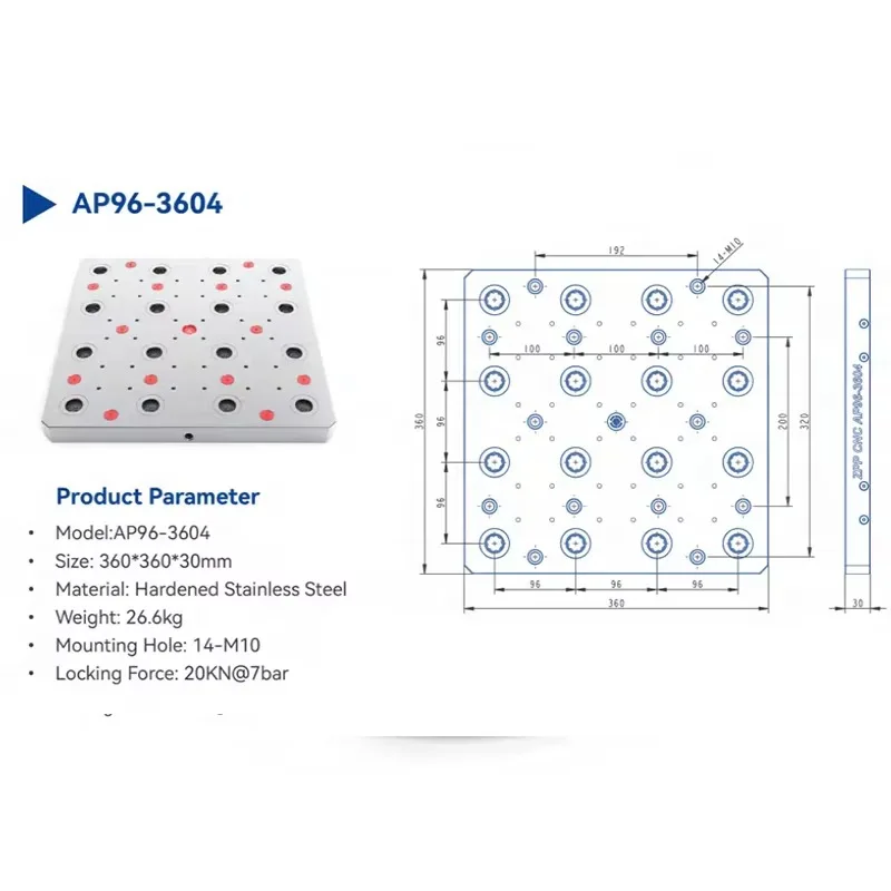 High Precision Pneumatic Zero Point Clamping AP96 Self-Centering Vise Locks Through Air Pressure Interruption And Unlocks