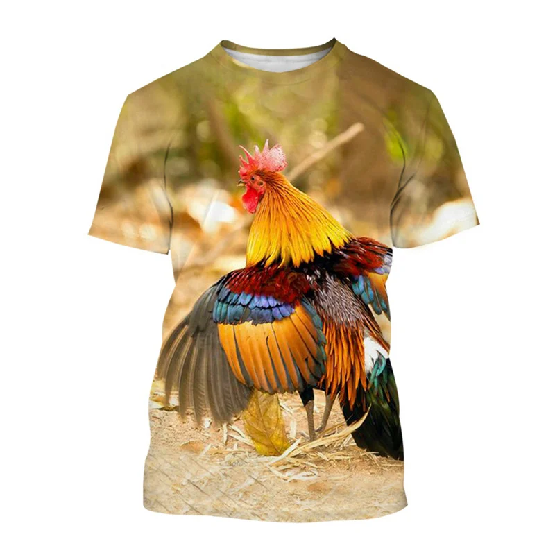 3D Printing Chicken T-shirt Men Animal Pattern Round Neck Tshirt Cool Street Short Sleeve Tees Tops Summer Oversized T Shirts