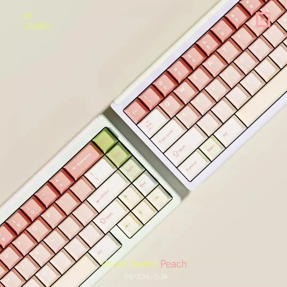 Velvet Sweet Peach Theme Keycap 140 Keys PBT Thermal Sublimation Cherry Profile Custom Gaming Mechanical Keyboard Accessories