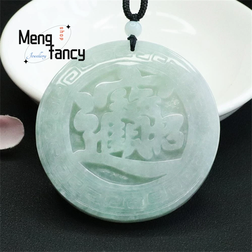 Natural Jadeite Round Zhaocai JINBAO Pendant Exquisite Elegant Simple High-grade Handicraft Luxury Quality Jewelry Holiday Gifts