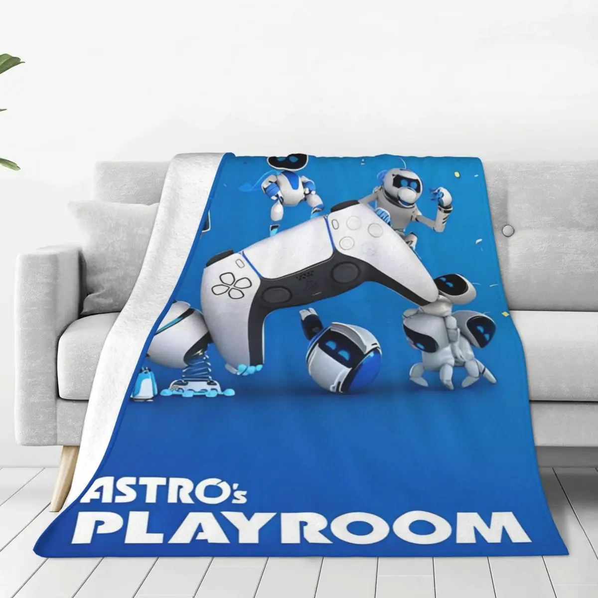 Soft Warm Blanket Travel Office A-ASTRO-BOT-Ps4 Switch Cartoon Bedding Throws Game Flannel Bedspread For Couch Chair Bed Cover