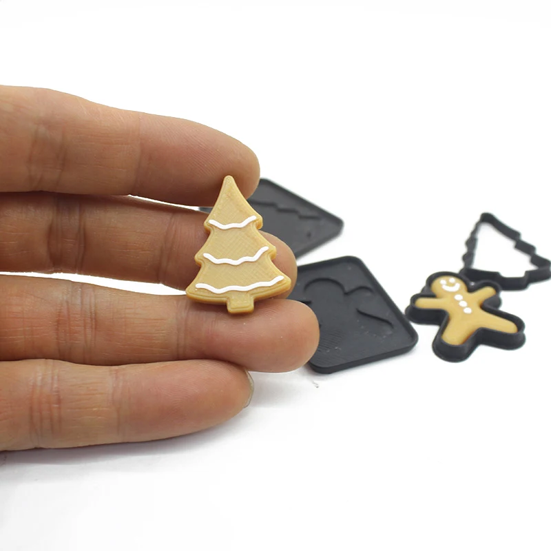 3 pezzi in scala 1/12 in miniatura omino di pan di zenzero umano cottura di Natale casa delle bambole mini stampo per biscotti finta cucina giocattolo alimentare
