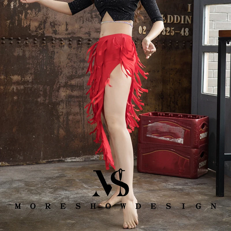 Belly Dance Sexy Skirt Double Slit Tassel Double Hight Slits for Women Summer Dance Outfit Suit Performance Accessories