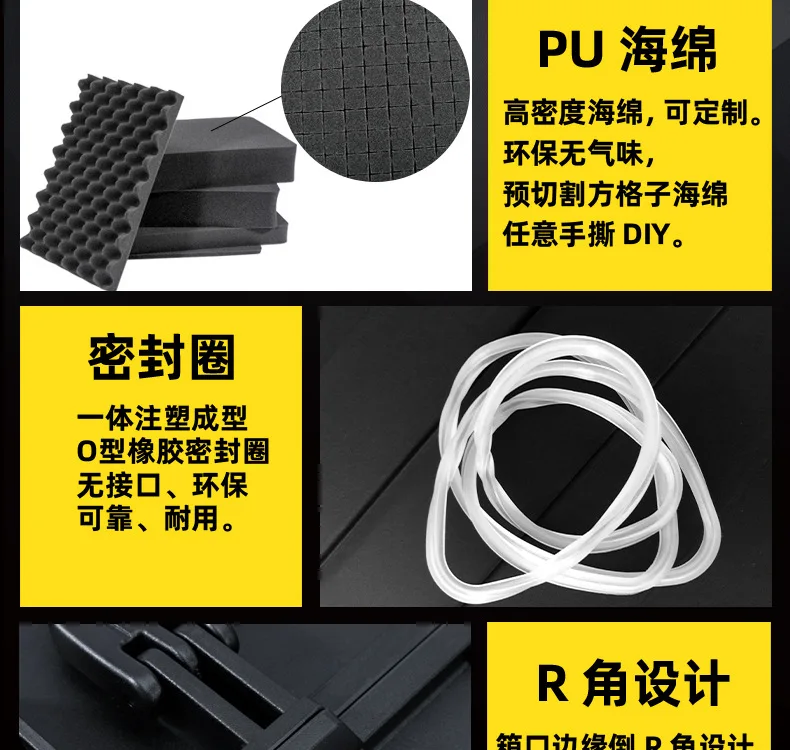 Super Large Tie Rod Pulley Towing Safety Box Waterproof Shockproof Dustproof Instrument Protection Case Heavy Duty Three