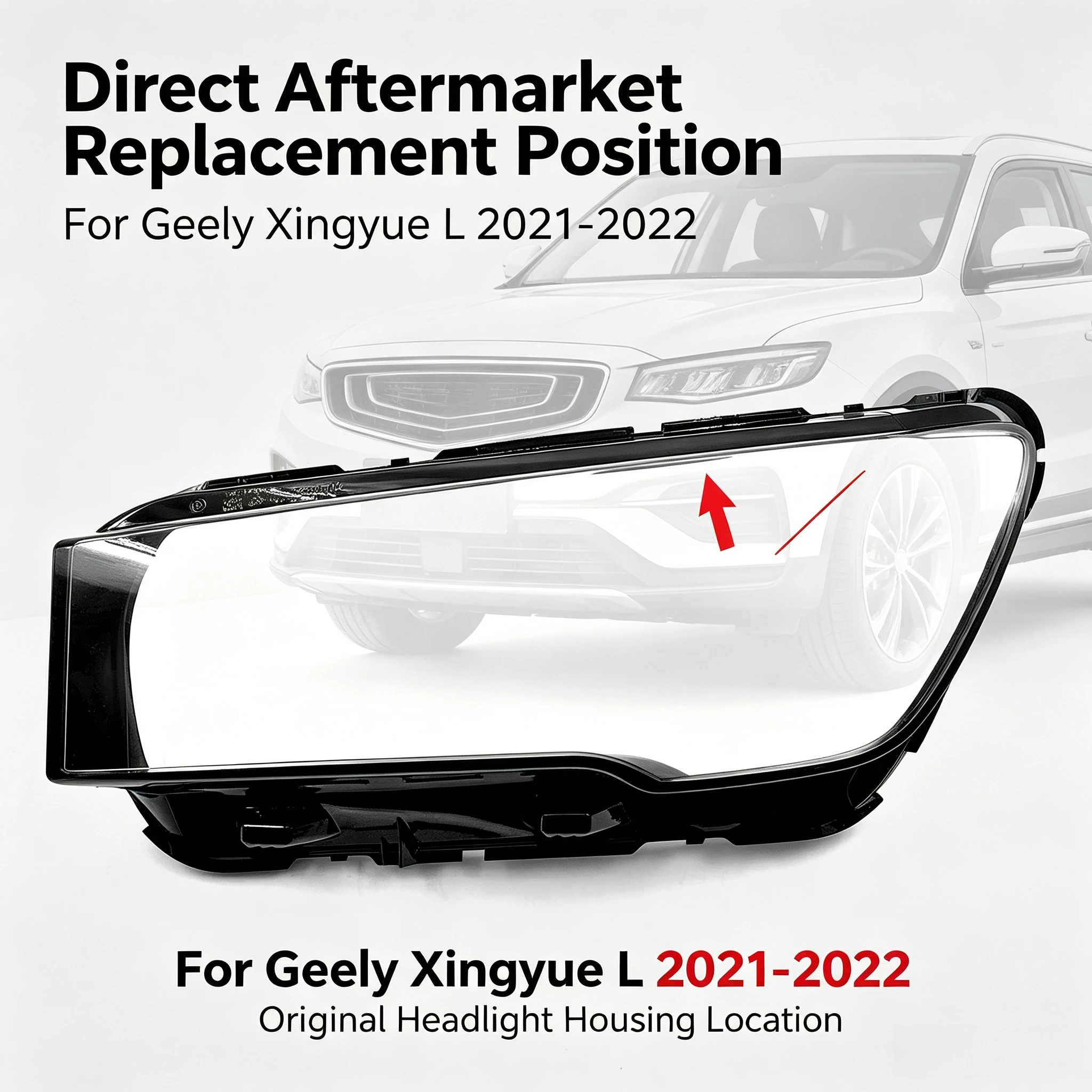 Moggic Headlight Lens Cover For Geely Xingyue L 2021-2022 Left Right Optional Butyl Seal Glue Transparent Replacement Shell