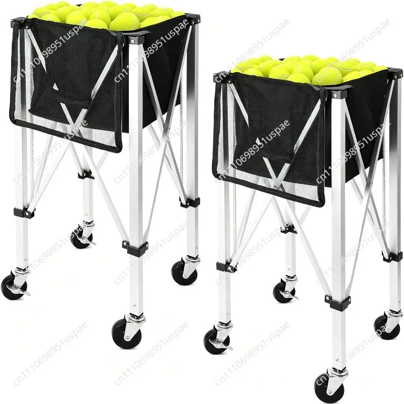 Foldable Ball Cart for Tennis, Pickleball, Badminton & Softball – 360° Wheeled Large Capacity Carrier with Storage Bag