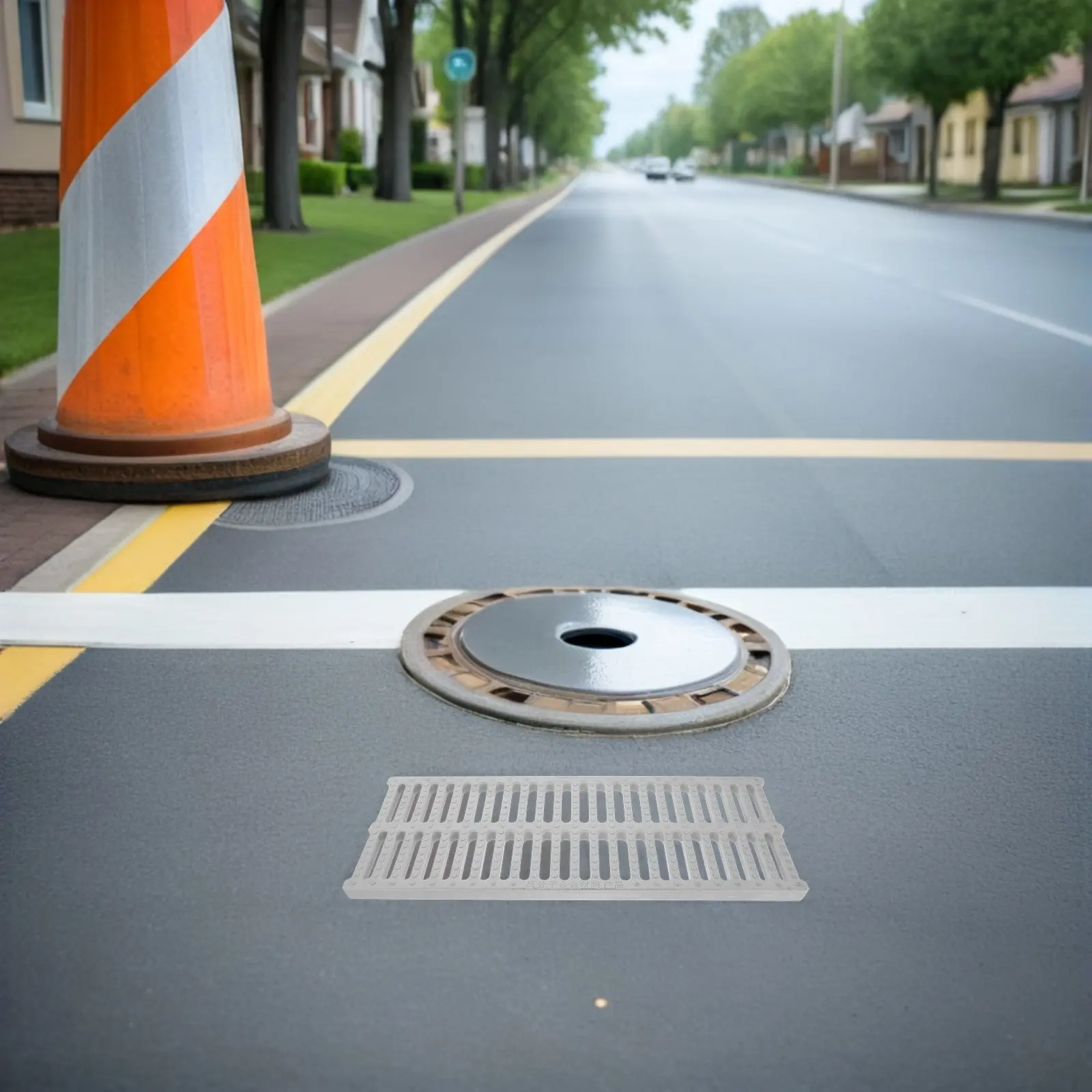 High Polymer Sewer Drainage Grate 20x8 Outdoor Heavy Duty Rectangle Trench Cover for Garage Patio Driveway Parking Lot Farm