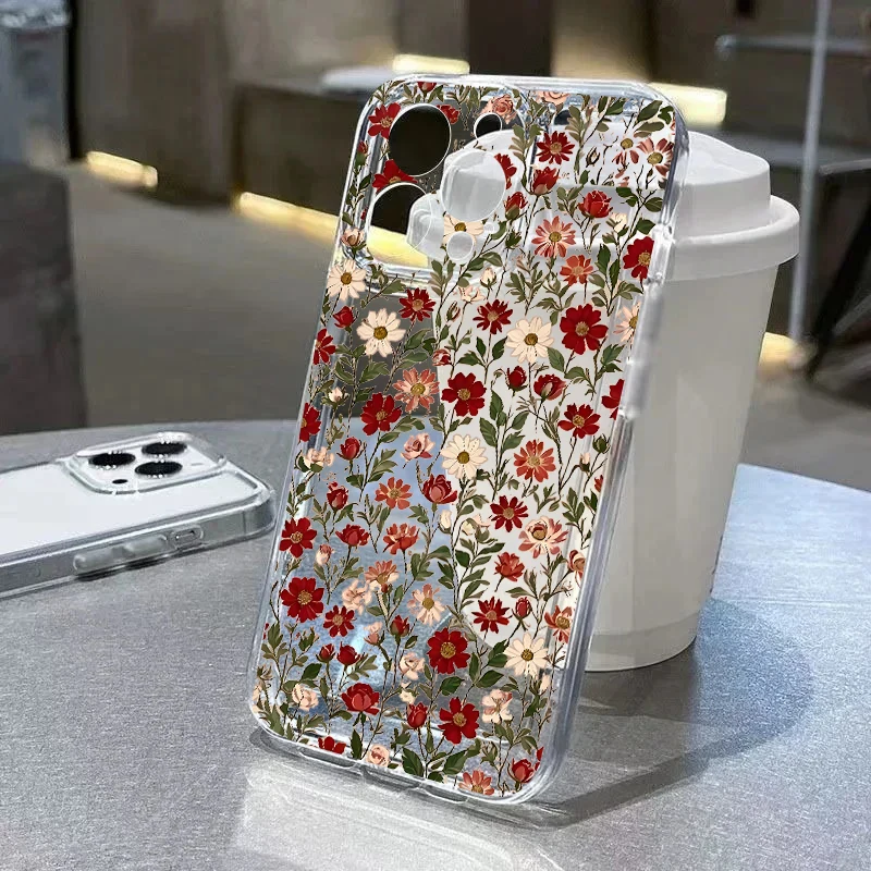 زهرة نمط واضح بساطتها حافظة من البولي يوريثان لهاتف سامسونج جالاكسي S26 S25 الترا A57 A56 5G S24 S23 زائد FE A36 A26 A16 A07 A55 A15 A54