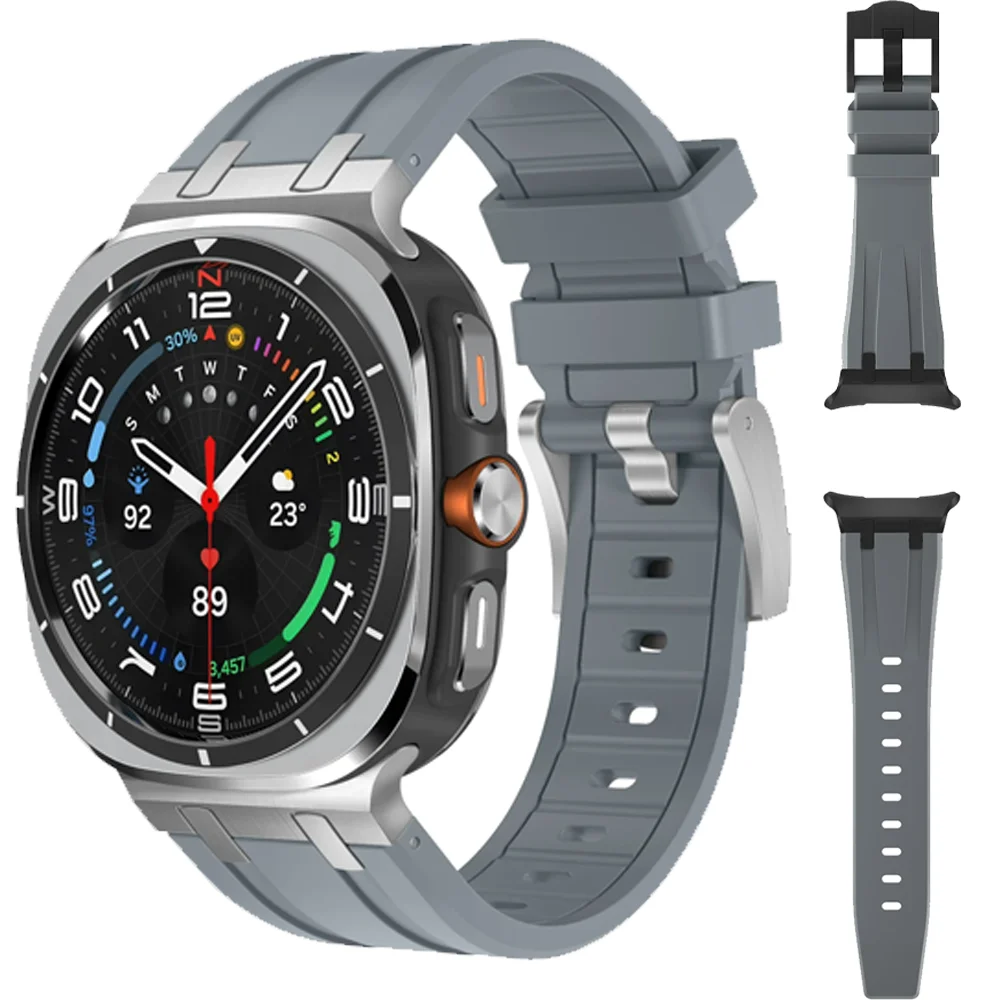 Correa de silicona líquida para Samsung Galaxy Watch 8 Ultra 47mm pulsera de silicona conectada de Metal Galaxy Watch 7 Ultra47mm