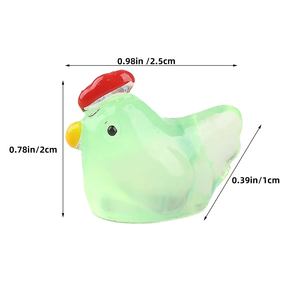 18 Stück Mini-Hühnerstatuen, leuchtende Harzfiguren, lustige Schreibtischdekoration für Zuhause und Büro, leuchtendes Huhn