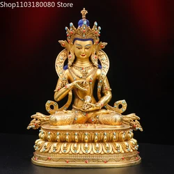21cm Nepa gilding inlay brass Vajrasattva sit lotus Buddha statue Nepal Tibet buddhism sculpture
