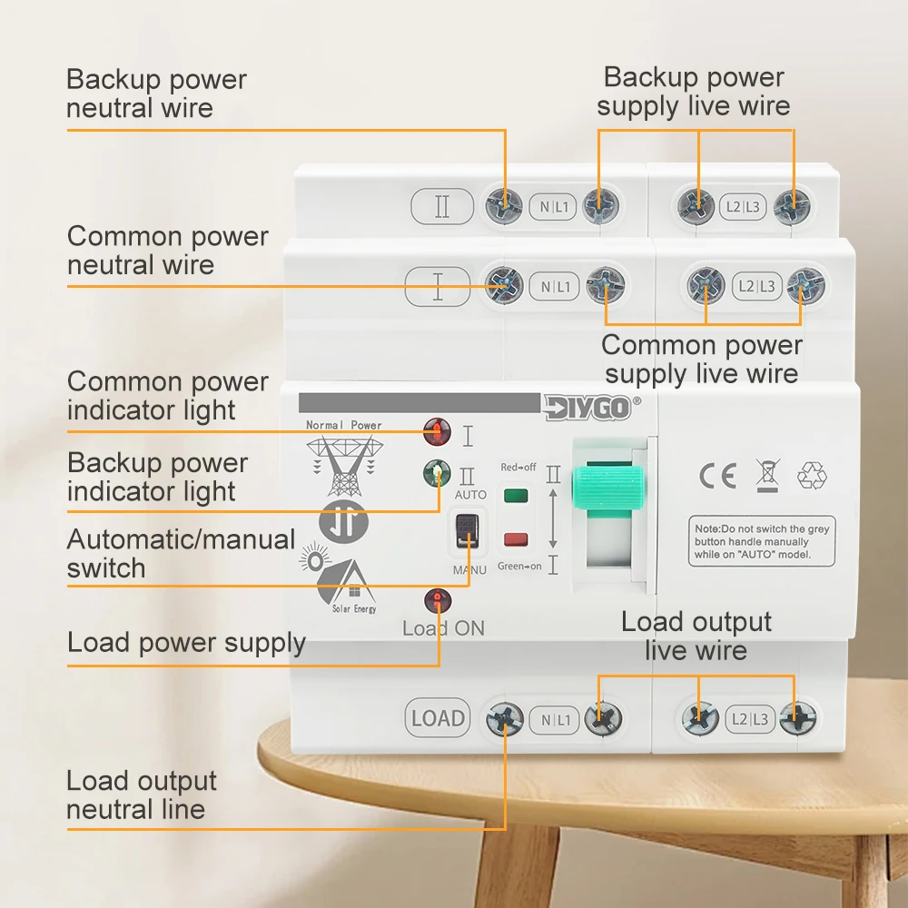 DGLBD-80 ATS Automatic Transfer Switch 2/4P PV/Solar Uninterrupted Electrical Selector Switches 80A 110/220V Din Rail Dual Power