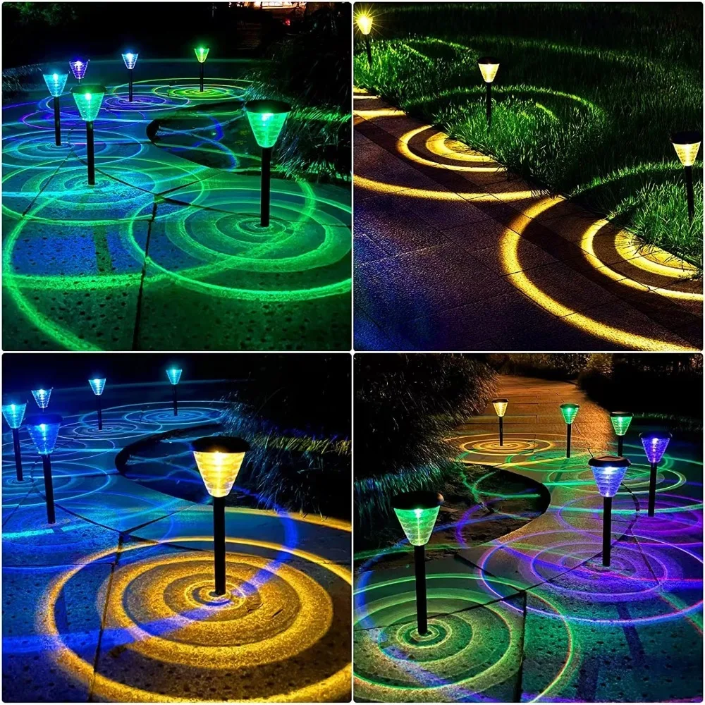 6Pack Outdoor solar light waterproof LED lawn road park garden lamp  with aperture projection garden decoration landscape light