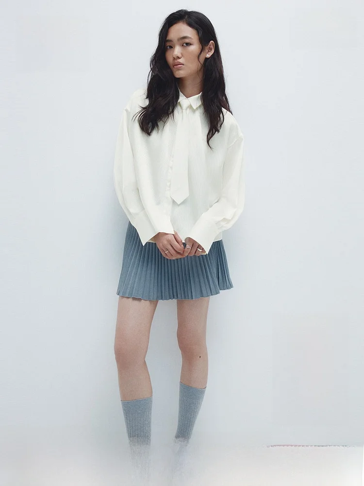 

Женский зимний кардиган H&M с декоративной завязкой, повседневный крой, длинный рукав, на пуговицах, декоративный, модный, для женщин