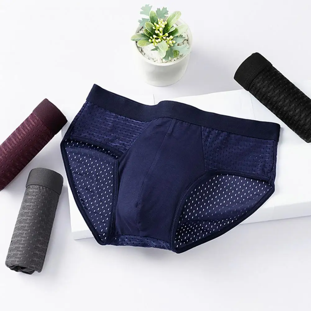 Men Summer Ice Silk Underwear Briefs Breathable Underwear Bamboo Carbon Fiber Hollow Underwear Pants Cold