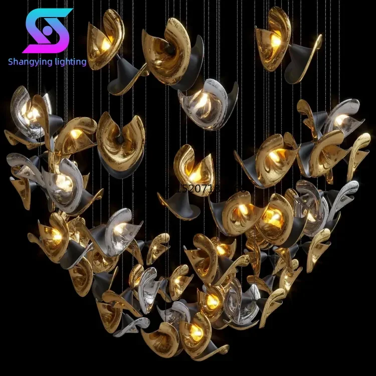 Custom Modern LED Glass  Steel   Decorative Banquet Hall Hotel Project Large Acrylic Long Shape Villas