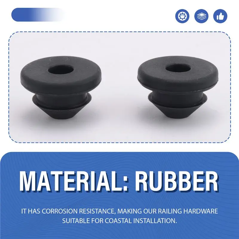 A36T-100PCS Cable Railing Rubber Grommets Kit For 1/8Inch 5/32Inch 3/16Inch Cable For Metal Cable Railing Posts,Cable Railing Se