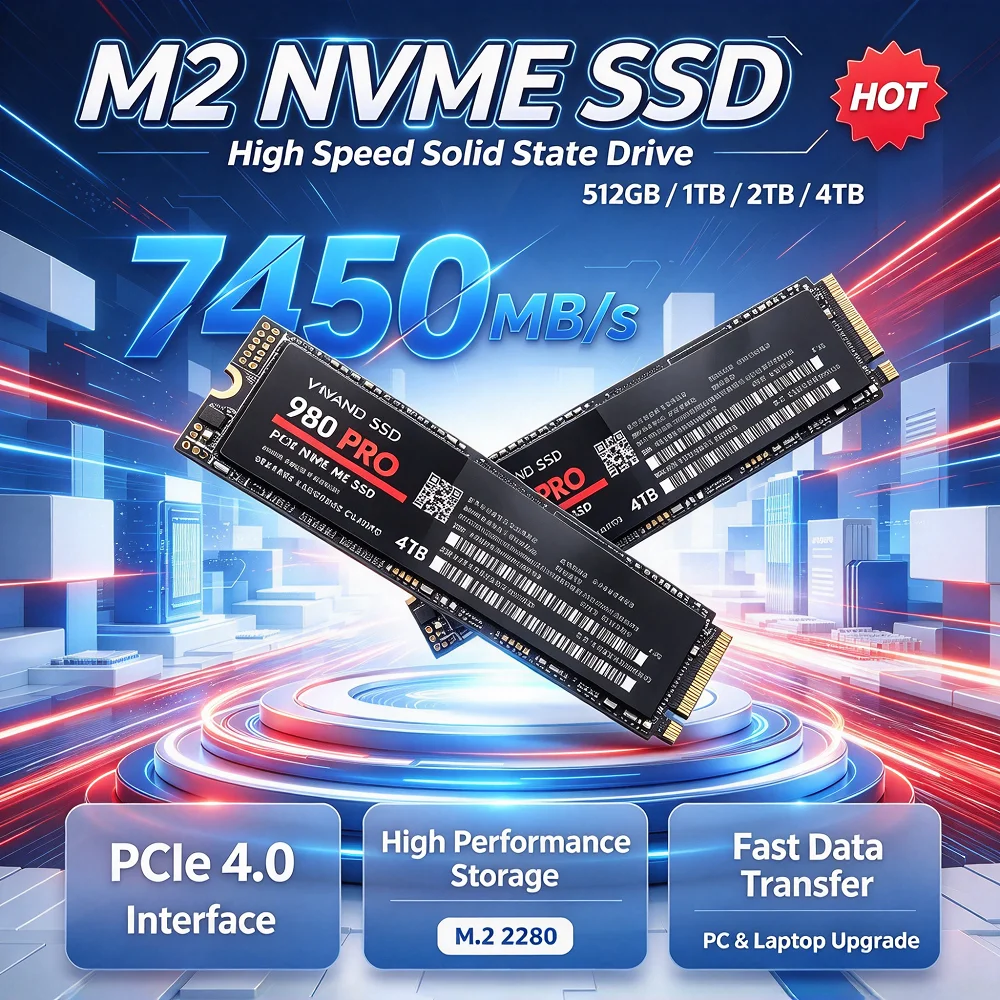 New M.2 2280 PCIe4.0 NVMe SSD 1TB 2TB 4TB 7450MB/s Internal Solid State Drive Hard Disk  980PRO for Desktop Gaming Computer