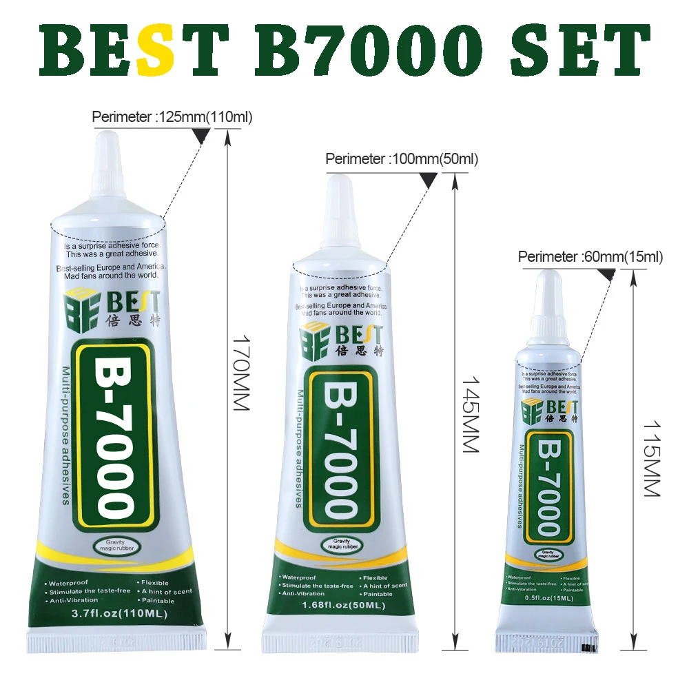 15-110ml Best B7000 Liquid Glue  Repair Diamond Plastic Metal Glue Computer Chip Screen Tape Wood Textile Rubber Super Glue