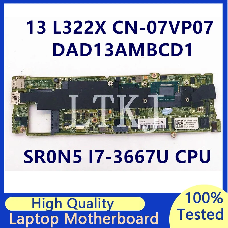 

CN-07VP07 07VP07 7VP07 Mainboard For Dell XPS L322X Laptop Motherboard With SR0N5 I7-3667U CPU 8GB DAD13AMBCD1 100% Fully Tested