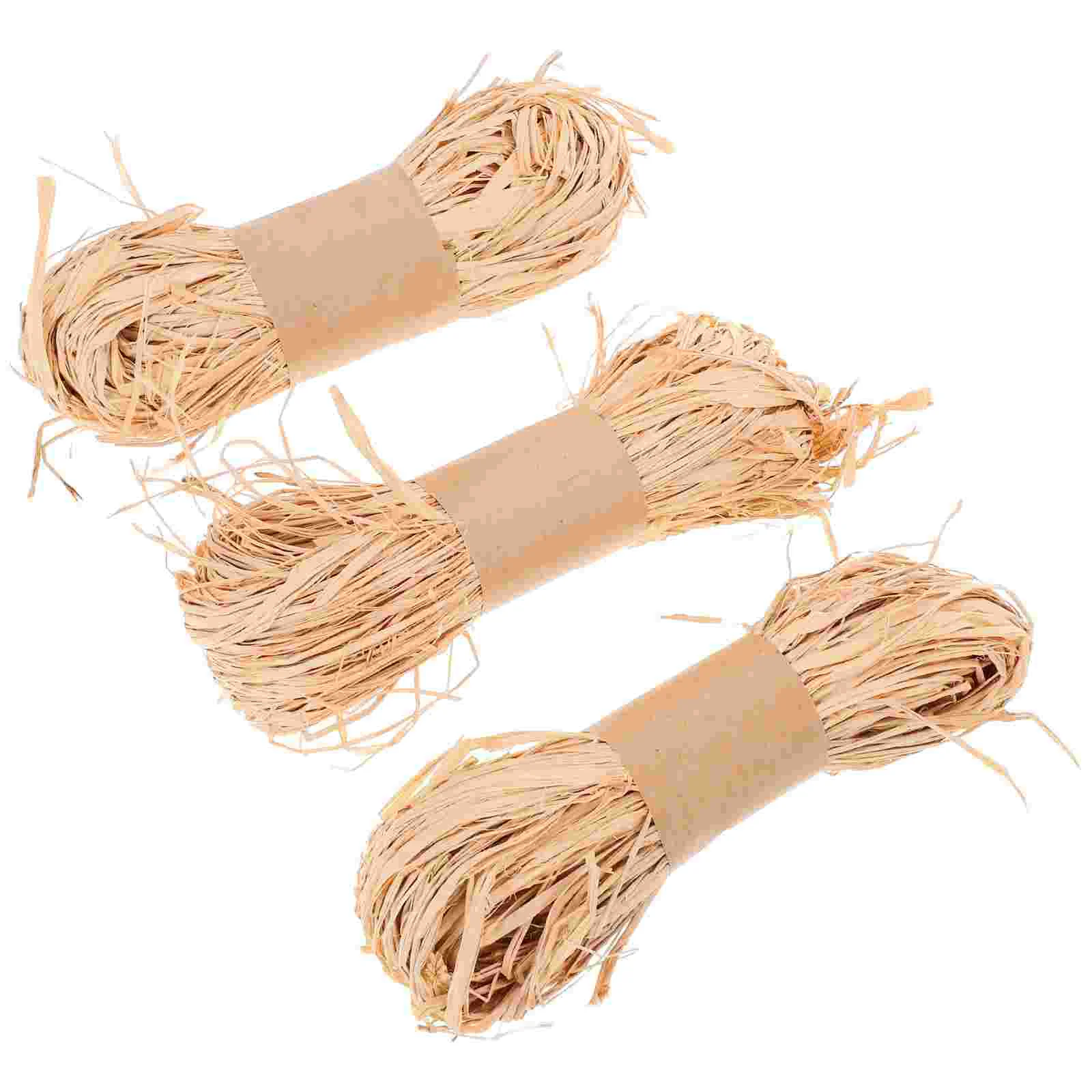 Natural Raffia Ribbon for Embrulho, Rustic Basket Weaving Supplies, Flores Recheio Artesanato, 3 Pacotes
