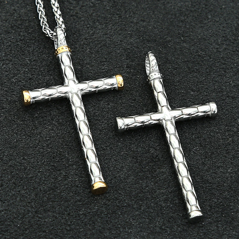 Vintage Stainless Steel Cross Pendant Necklace For Men Women Punk Hip Hop Biker Christian Believer Necklace Amulet Jewelry Gifts