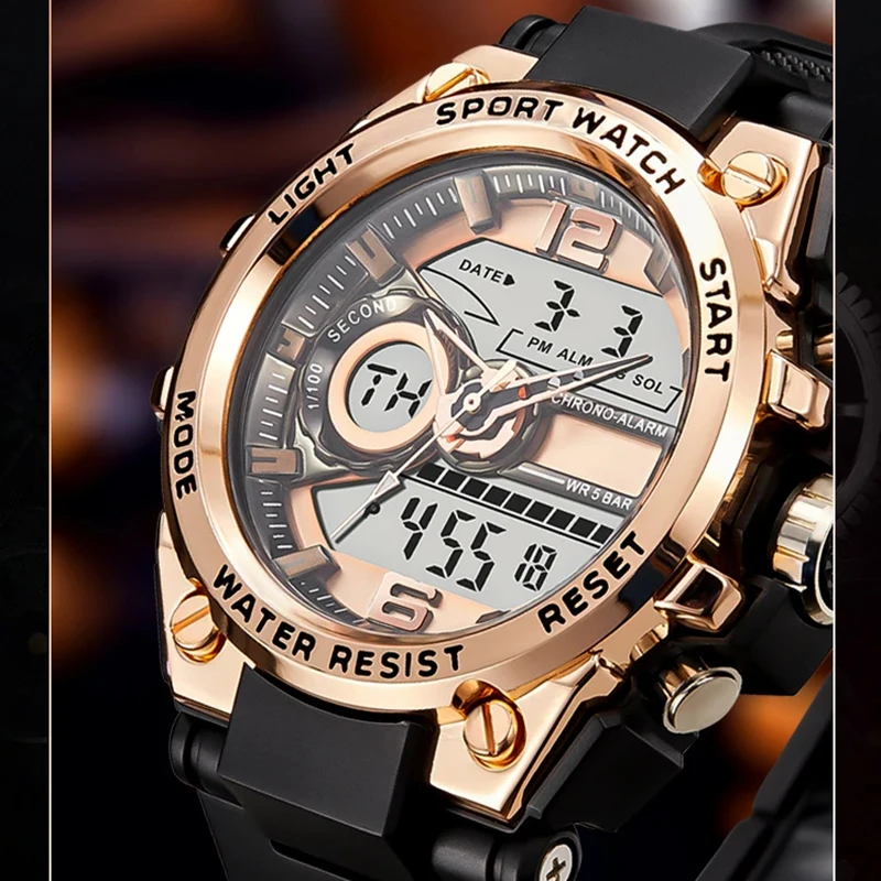 

Men's Analog Digital Watch Alloy Waterproof LED Watch Luxury Fashion Sports Watch