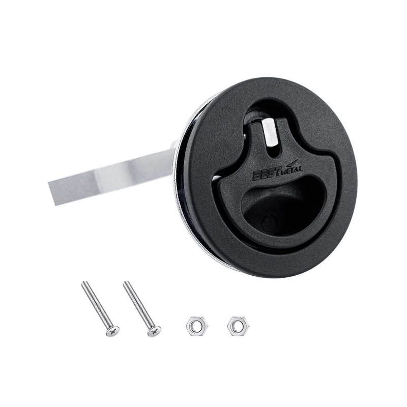 Round Flush Pull Slam for Latch for RV Boat Marine Deck Hatches Lift Pull Handle Non for Key Marine Deck Locker R2LC