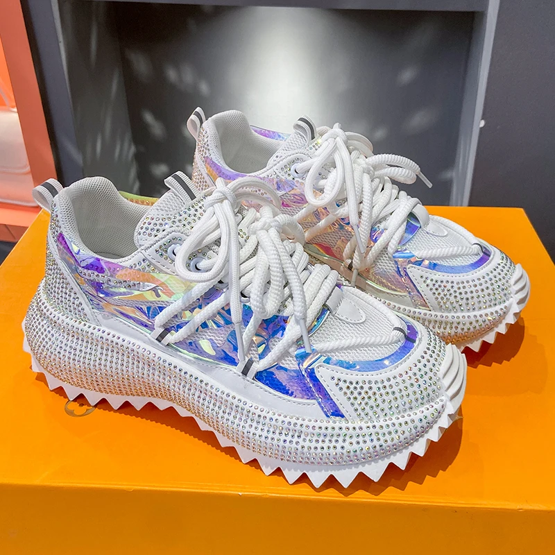 

2025 New High Quality Fashion Sports Shoes Thick Soled Shining Luxury Designer Casual Shoes Anti Slip Running Shoes Zapatos