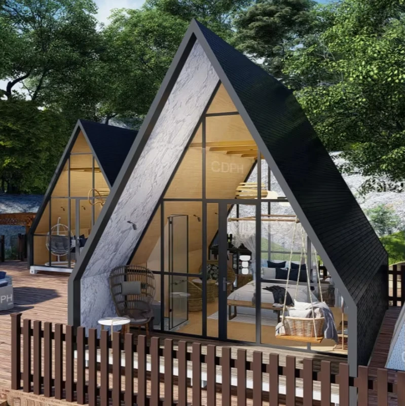 Kit cabina Prefabricadas Modernas con cornice Triangle House Prefab Modulare Mobile Tiny Home