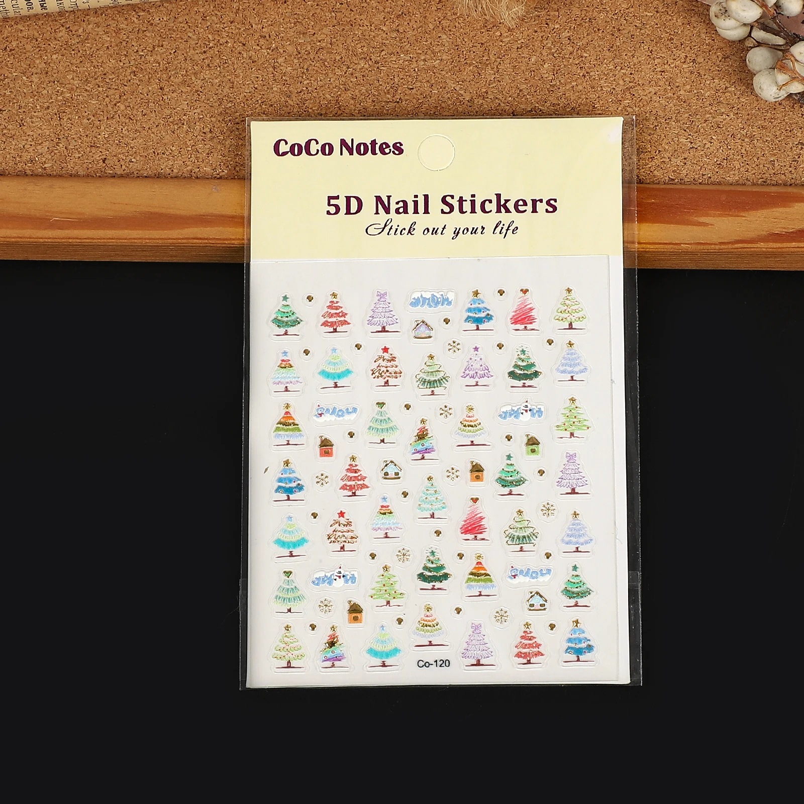 2 Pcs/set Kawaii Colorful Christmas Tree Landscape 5D Relief Nail Patches Sticker Creative Journal Material Collage Stationery