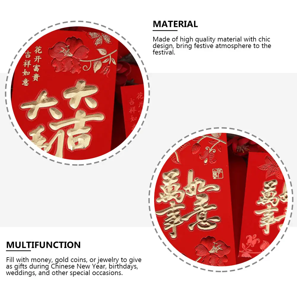 

20 Pcs Red Envelope Bag New Year Envelopes Spring Festival Packets Gift Decorate Money Paper Child