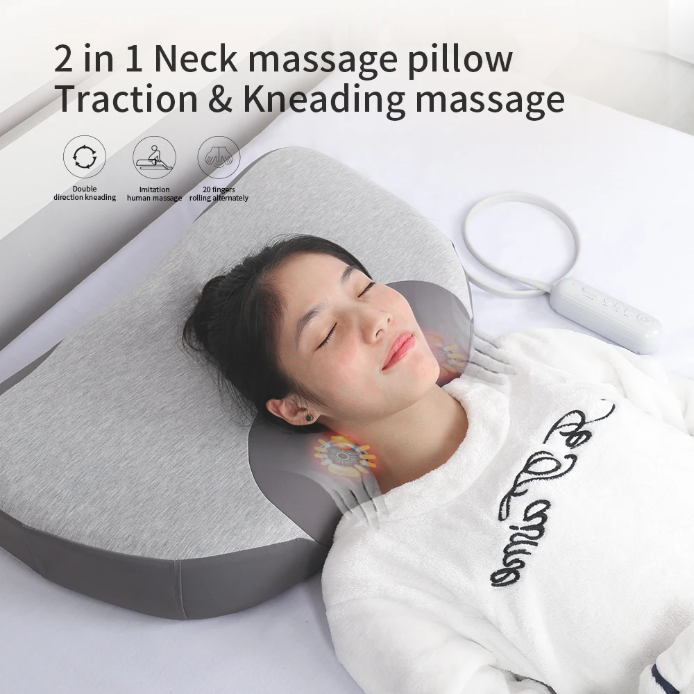 Adjustable Backrest Multi-function Traction Device Neck Stretcher Electrical Heating Massage Sleeping Neck Pillow