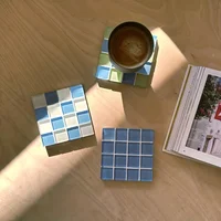 Colorful Mosaic Glass Tile Beverage Coasters Vibrant Home Decor Gift for Office Desk, Bar, and Drink Cup 4