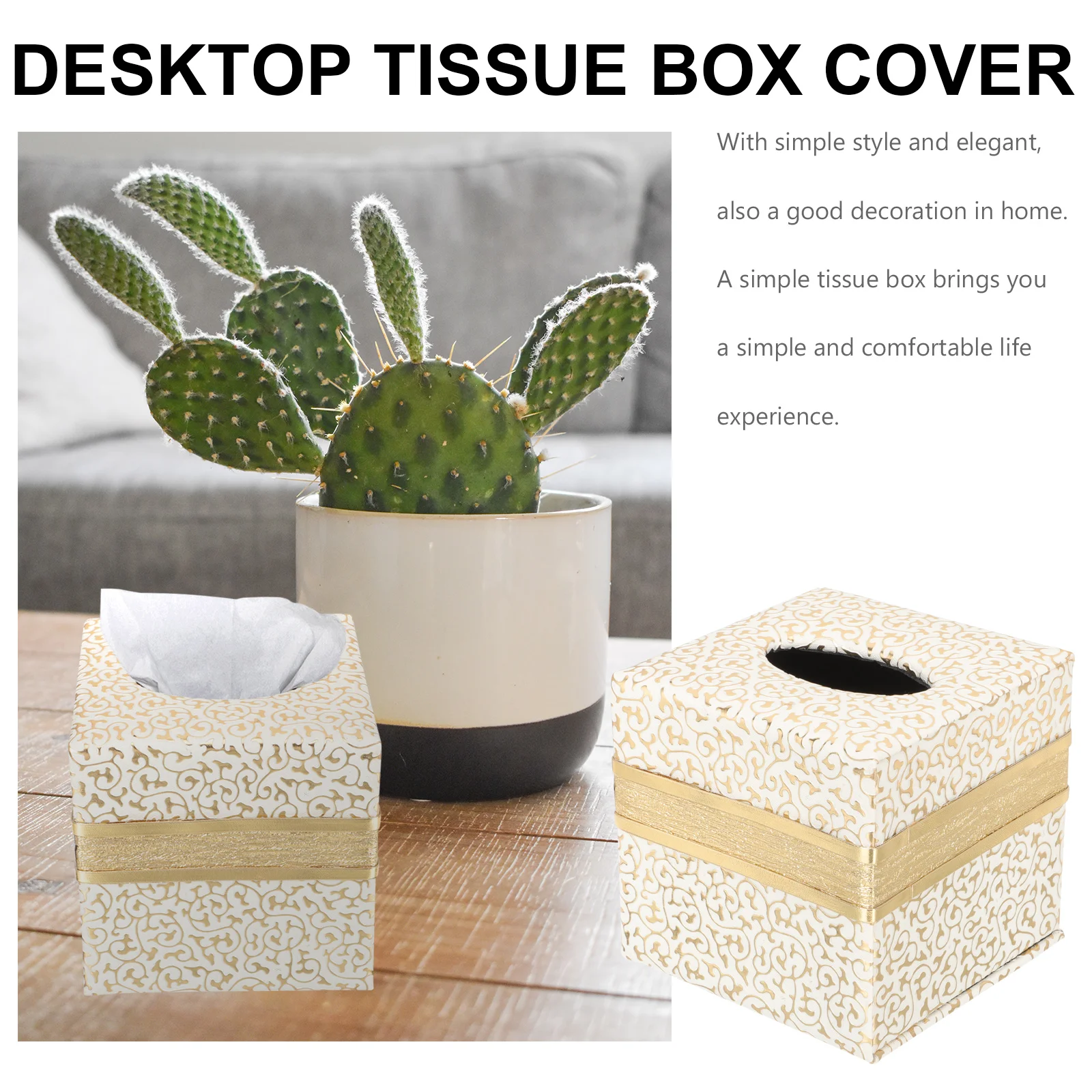 

Tissue Box Cover Desktop Paper Towel Holder Elegant Napkin Storage Case for Home Office Car Living Room Kitchen Decor