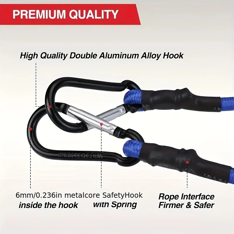 30-120cm  Packing Ropes Outdoor Elastic Bungee Cords with Black Hooks Stretch Lightweight for Bikes Car Luggage Roof Rack Strap